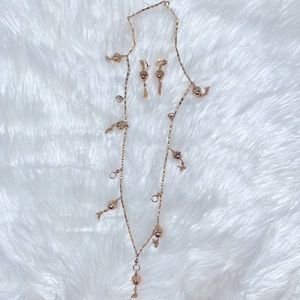 Gold Disco Ball Necklace and Earring Set